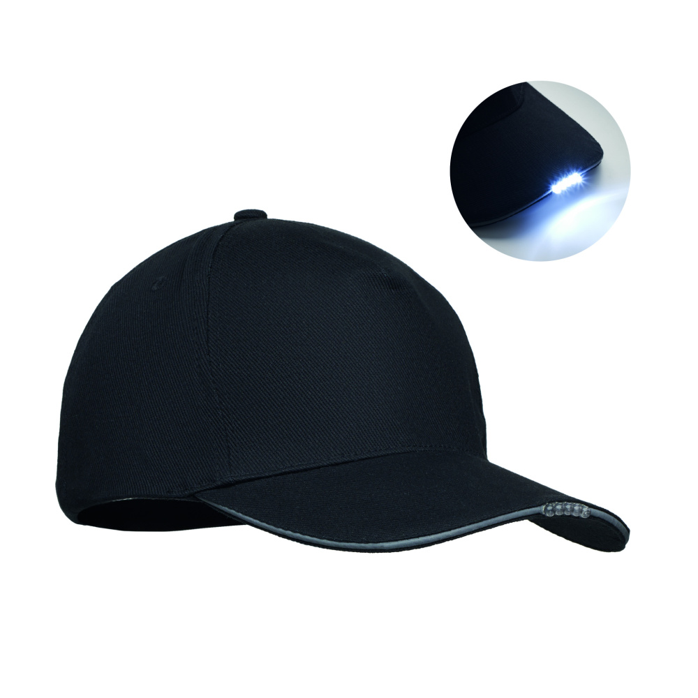 Logo trade firmakingid foto: LUZCAP 5 paneeliga LED puuvillane müts 220gr/m²
