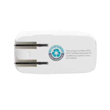 Logotrade meened pilt: TravelCharge Pro RCS plastikust reisilaadija USB C-ga