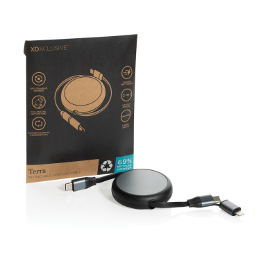 Logo trade ärikingi pilt: Terra RCS alumiiniumist sissetõmmatav 240W 2-in-1 kaabel