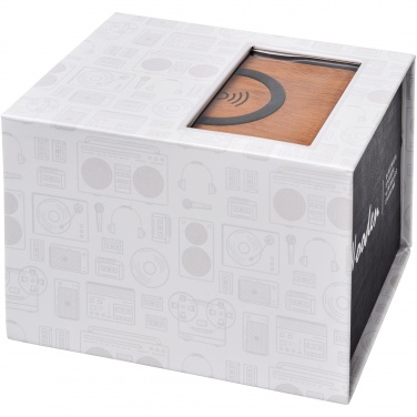 Logo trade mainoslahja ja liikelahja tuotekuva: Wooden-kaiutin 3W ja langaton latausalusta