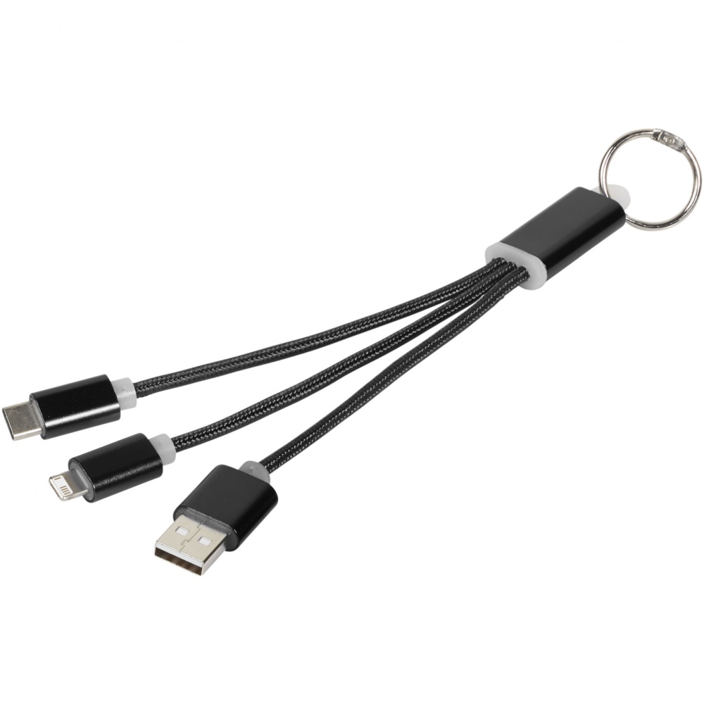 Logotrade liikelahja tuotekuva: Metal 3-in-1 -latauskaapeli avainketjulla