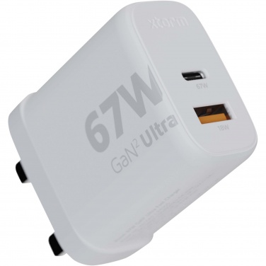 Logotrade mainoslahja tuotekuva: Xtorm XEC067G GaN² Ultra 67 W seinälaturi – Iso-Britannian pistoke