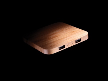 Logo trade liikelahja kuva: 10W bambuinen langaton laturi USB:llä