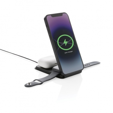 Logotrade mainostuotet kuva: Swiss Peak RCS rePU 15W 3-in-1 magneettinen langaton laturi