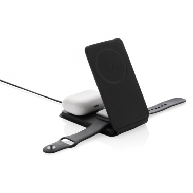 Logotrade mainostuote tuotekuva: Swiss Peak RCS rePU 15W 3-in-1 magneettinen langaton laturi