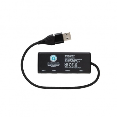 Logotrade mainoslahja tuotekuva: Link RCS kaksoistulo USB-hub kierrätysmuovia ja bambua