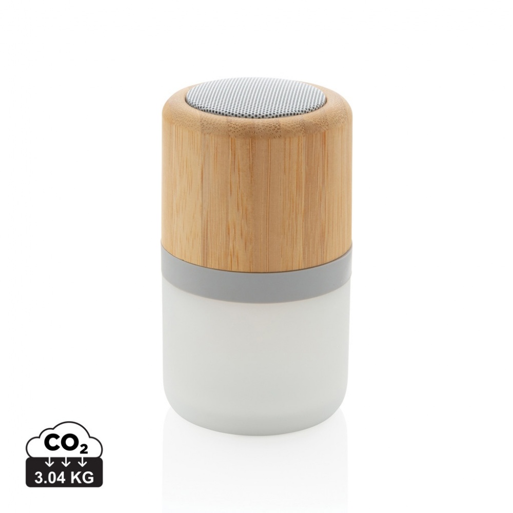 Logo trade liikelahjat tuotekuva: Bamboo 3W kaiutin väriä vaihtavalla valolla