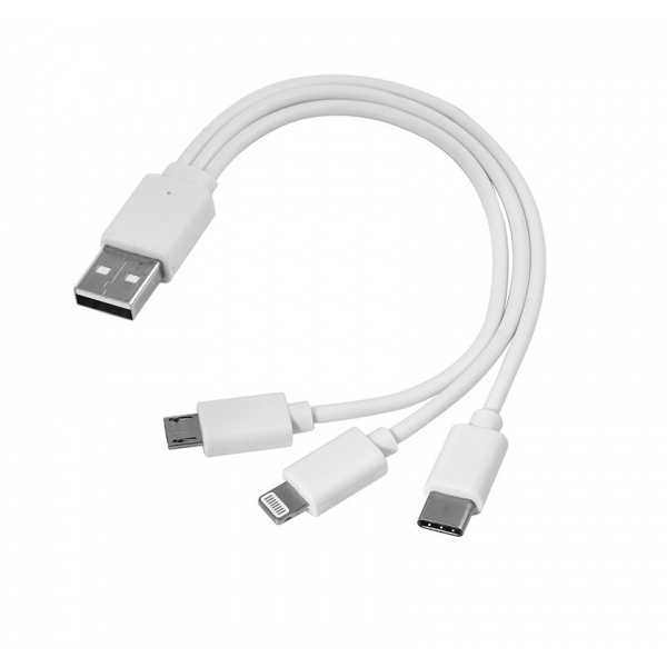 Logotrade liikelahjat mainoslahjat tuotekuva: 3 in 1 USB-kaapeli tyyppi c + micro USB + lightning