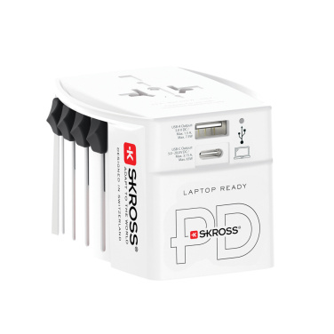 Logo trade liikelahjat tuotekuva: SKROSS World Travel adapteri MUV 65W PD USB C -kaapelilla