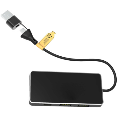 Logotrade liikelahja tuotekuva: SCX.design H20 8-in-1-USB-hubi kahdella tulolla ja 6 portilla