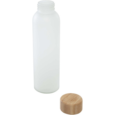 Logotrade mainostuote tuotekuva: Lume 500 ml:n himmeä natronkalkkilasipullo, jossa on bambukansi