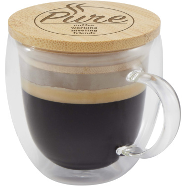 Logo trade mainoslahjat tuotekuva: Lenora 250 ml:n lasikuppi bambukannella