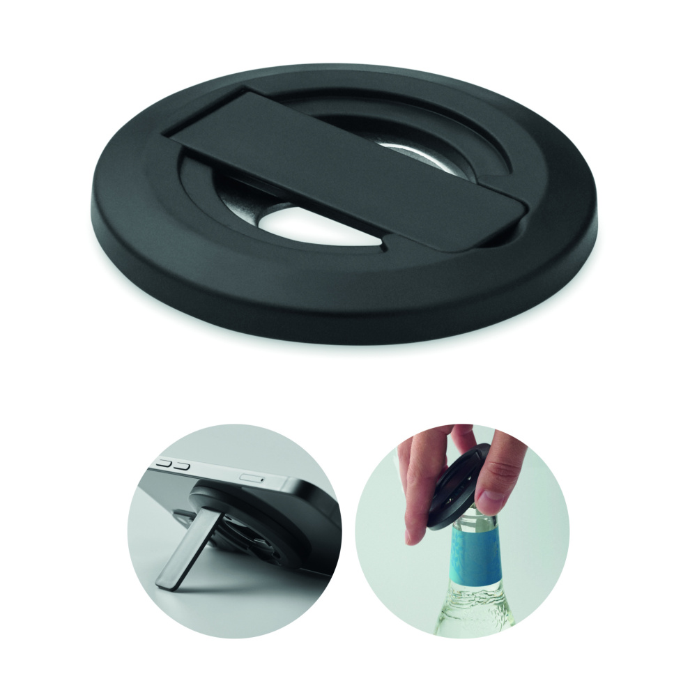 Logotrade mainostuote tuotekuva: Puhelinpidike ja pullonavaaja