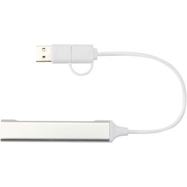 Logotrade mainoslahjat kuva: Alkaid 4-porttinen kierrätetystä alumiinista valmistettu USB-A- ja Type-C-keskitin, jossa kaksi sisääntuloa