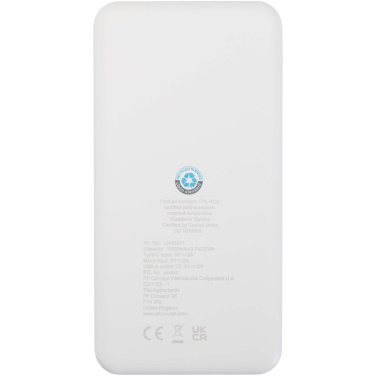 Logo trade mainoslahja ja liikelahja tuotekuva: Intan 10 000 mAh:n ja 10 W:n varavirtalähde kierrätetystä muovista