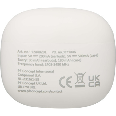 Logotrade liikelahjat kuva: Alterf kierrätysmuovista valmistetut langattomat True Wireless Bluetooth® -kuulokkeet silikonisilla korvasovittimilla