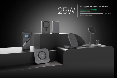 Logo trade mainostuotet tuotekuva: Quantum ultra-nopea 10 000 mAh magneettinen 25 W powerbank.