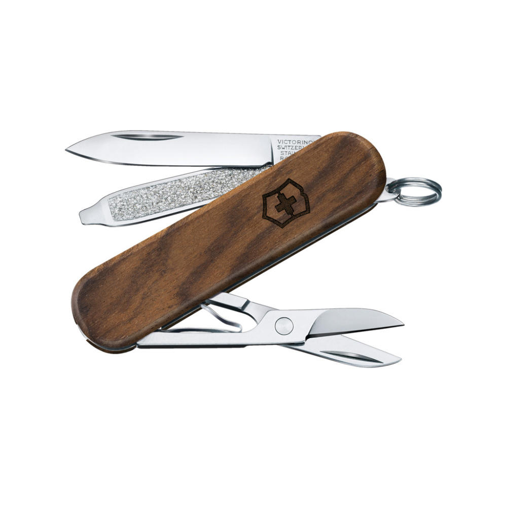 Logotrade mainoslahja tuotekuva: VICTORINOX-taskuveitsi Classic SD Wood, 5 toimintoa