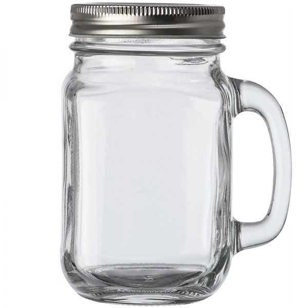 Logotrade reklaminiai produktai nuotrauka: Stiklinė su rankena ir dangteliu TREVISO 450 ml