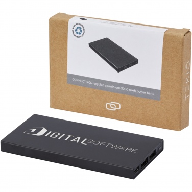 Logotrade logo dāvanas foto: Pievienojiet 5000 mAh pārstrādāta alumīnija barošanas bloku 