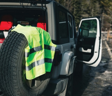 Logotrade logo dāvanas foto: GRS pārstrādāta PET augstas redzamības drošības veste