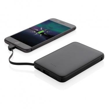 Logotrade Ideja dāvanas foto: 5000 mAh Pocket Powerbank ar integrētiem kabeļiem