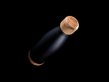 Logotrade Ideja dāvanas foto: Vakuuma nerūsējošā tērauda pudele ar bambusa vāku un dibenu