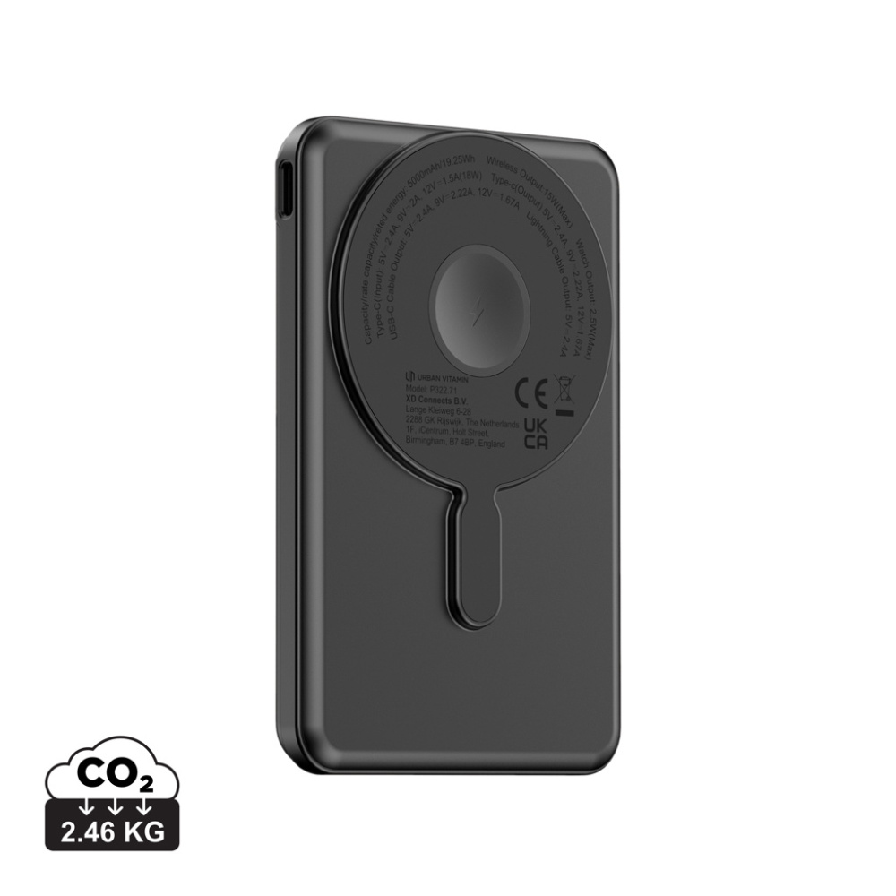 Logotrade biznesa dāvanas foto: Urban Vitamin Redwood 5in1 5000mah 20W PD magnētiskā jaudas banka