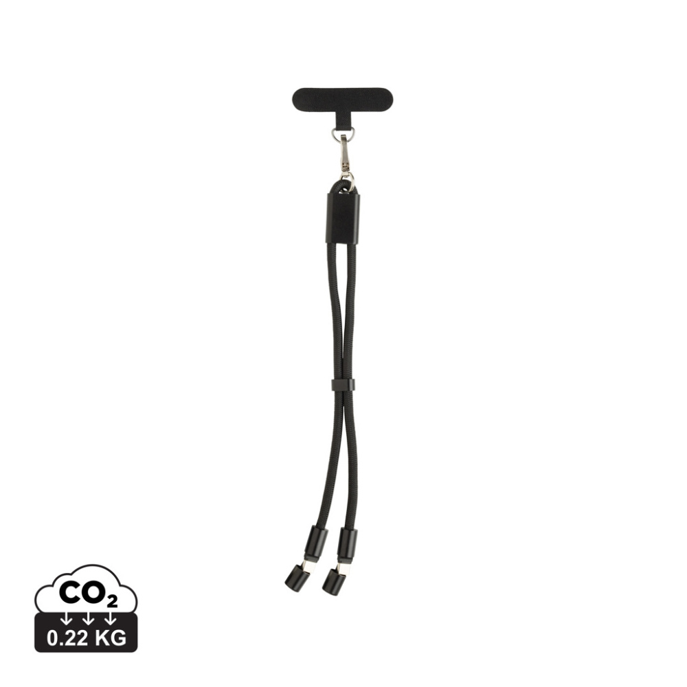 Logotrade dāvanas foto: LoopAmp RCS RPET regulējama telefona siksniņa ar 60 W kabeli