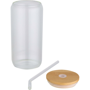 Logotrade ziemassvētku dāvanas foto: Mirage 500 ml viensienu borsilikāta stikla burka ar bambusa vāku