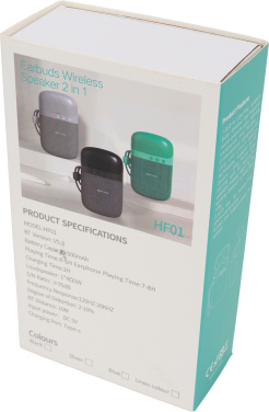 Logotrade biznesa dāvanas foto: Bluetooth skaļrunis HF01 ar iebūvētiem austiņām 2 vienā