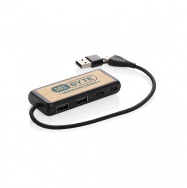 Лого трейд pекламные cувениры фото: USB-концентратор Link RCS из переработанного пластика и бамбука с двумя входами