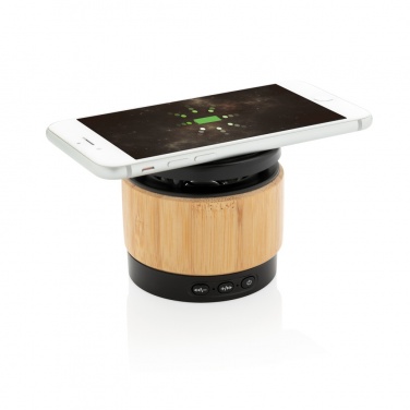 Лого трейд pекламные продукты фото: Беспроводная зарядная колонка Bamboo