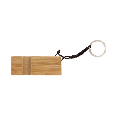 Logotrade kampanjprodukter bild: Standkey bambu nyckelring telefonstativ