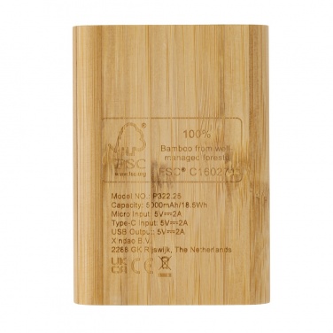 Logotrade kampanjprodukter bild: 5.000 mAh powerbank i bambu