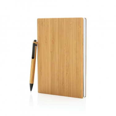 Logotrade reklamprodukter bild: A5 bambu anteckningsbok & penna