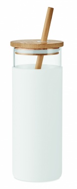 Logotrade presentreklam bild: Glasbägare 450ml med bambulock