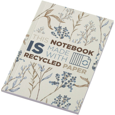 Logotrade reklamprodukter bild: Novella Austen A6 anteckningsbok med mjukt omslag av återvunnet material, 50 ark
