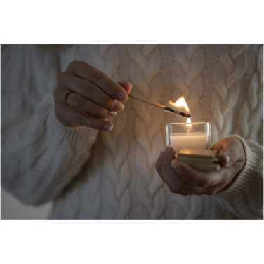 Logotrade presentreklam bild: Ambra ljus i fyrkantigt glas med bambulock