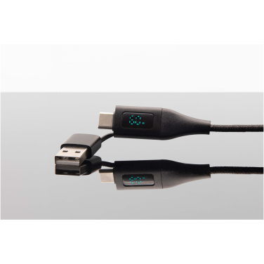 Logotrade profilprodukter bild: SCX.design C51 supersnabb 5-i-1 rPET-laddningssladd på 60 W med skärm