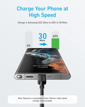 Logotrade reklamprodukter bild: Anker USB-C till USB-C kabel 1.8 meter 60W
